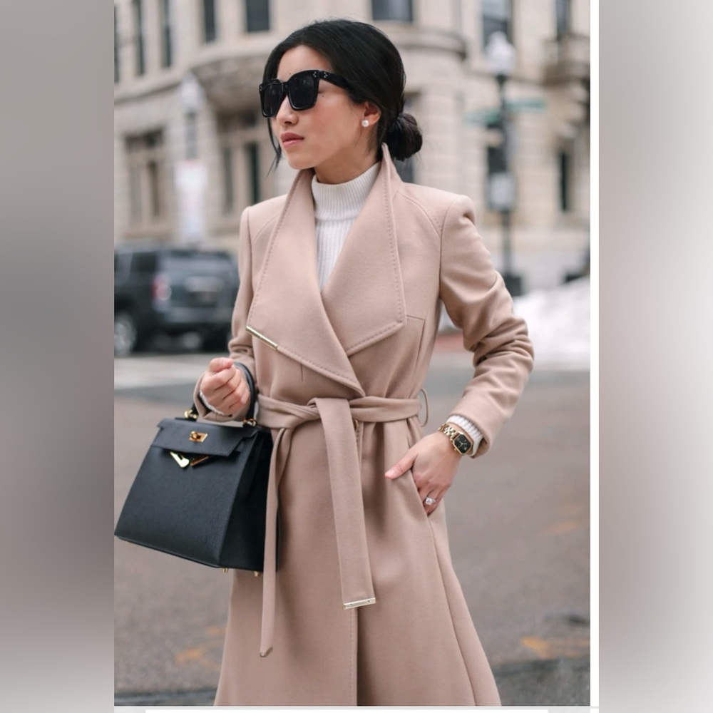 Ted Baker Women's Beige Wrap Belted Wool Coat